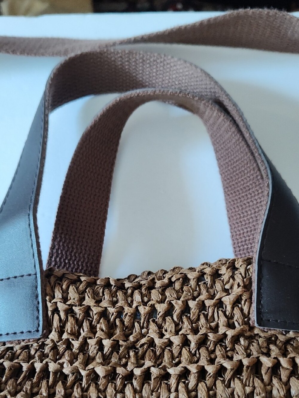 INTIMISSIMI Brown Raffia Woven Large Beach Tote Bag Adjustable Strap - Picture 4 of 7
